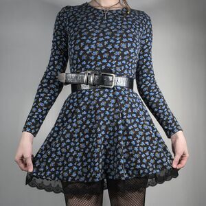 Repaired Lacy Floral Longsleeve Mini Dress